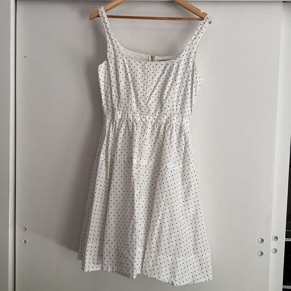 Marc Jacobs Dotty Polka Dot Flare Cotton Chambray Dress White & Black Size 10 - Picture 3 of 7